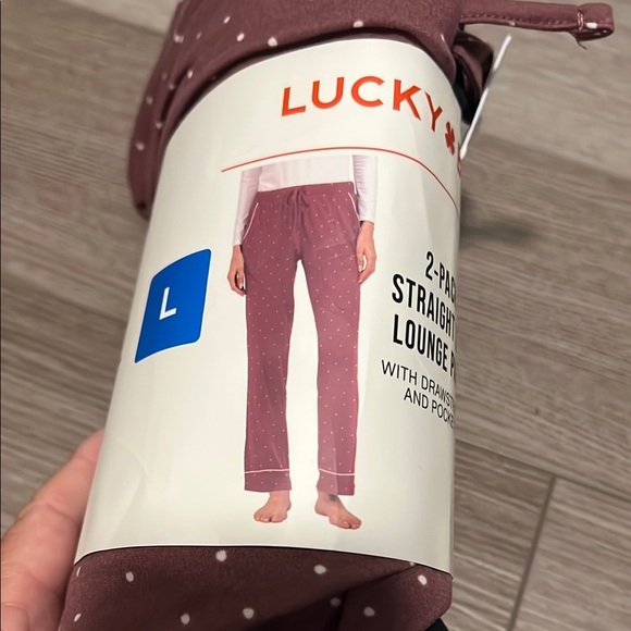 Brand 2-Pack Straight Leg Lounge Pants - Black and maroon with dots - Picture 3 of 6